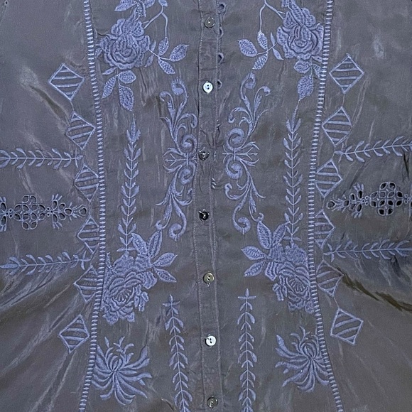 Johnny Was Eyelet embroidered blouse - black - Picture 6 of 7